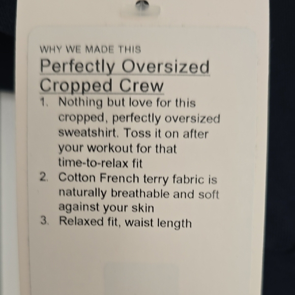 NWT Lululemon Perfectly Oversized Crop Crew True Navy Size 4 - Picture 8 of 9